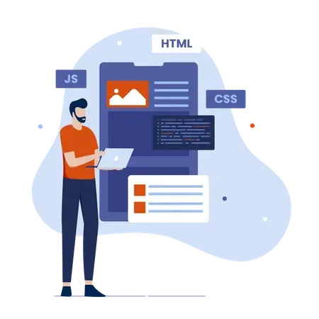 Développeur debout devant une interface web